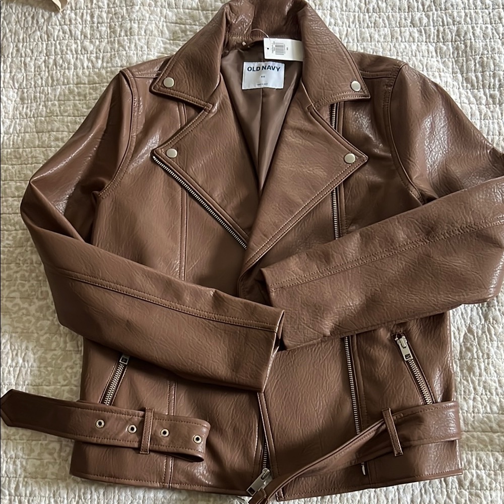 Old Navy Women's Brown Faux Leather Jacket